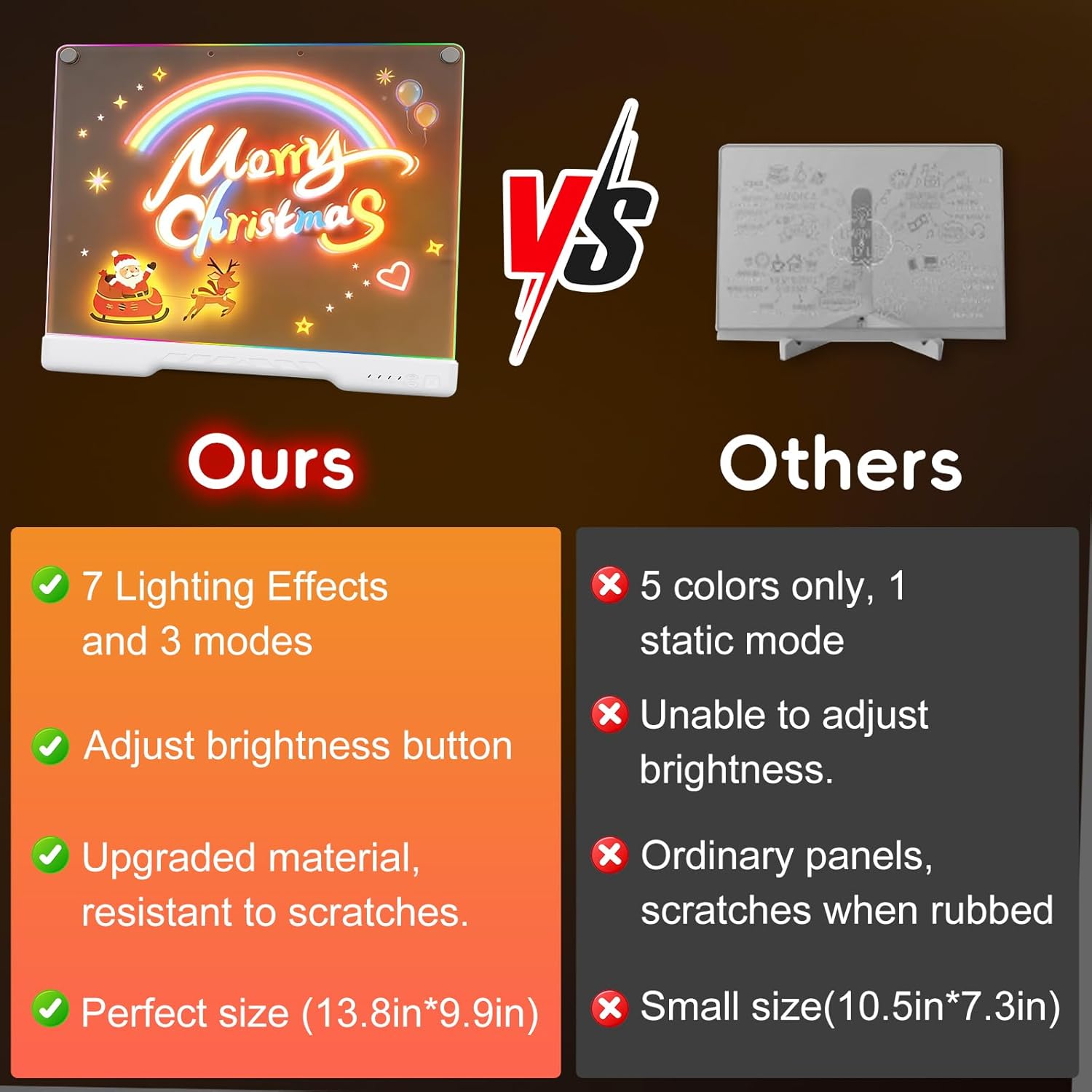 LED Drawing Board for Kids, 16" Rechargeable Light Up Writing Pad with 7 Colors & 10 Modes, Drawing Tablet for Doodle Tracing Notes, Birthday Christmas Holiday Gifts for Girls & Boys Age 3+