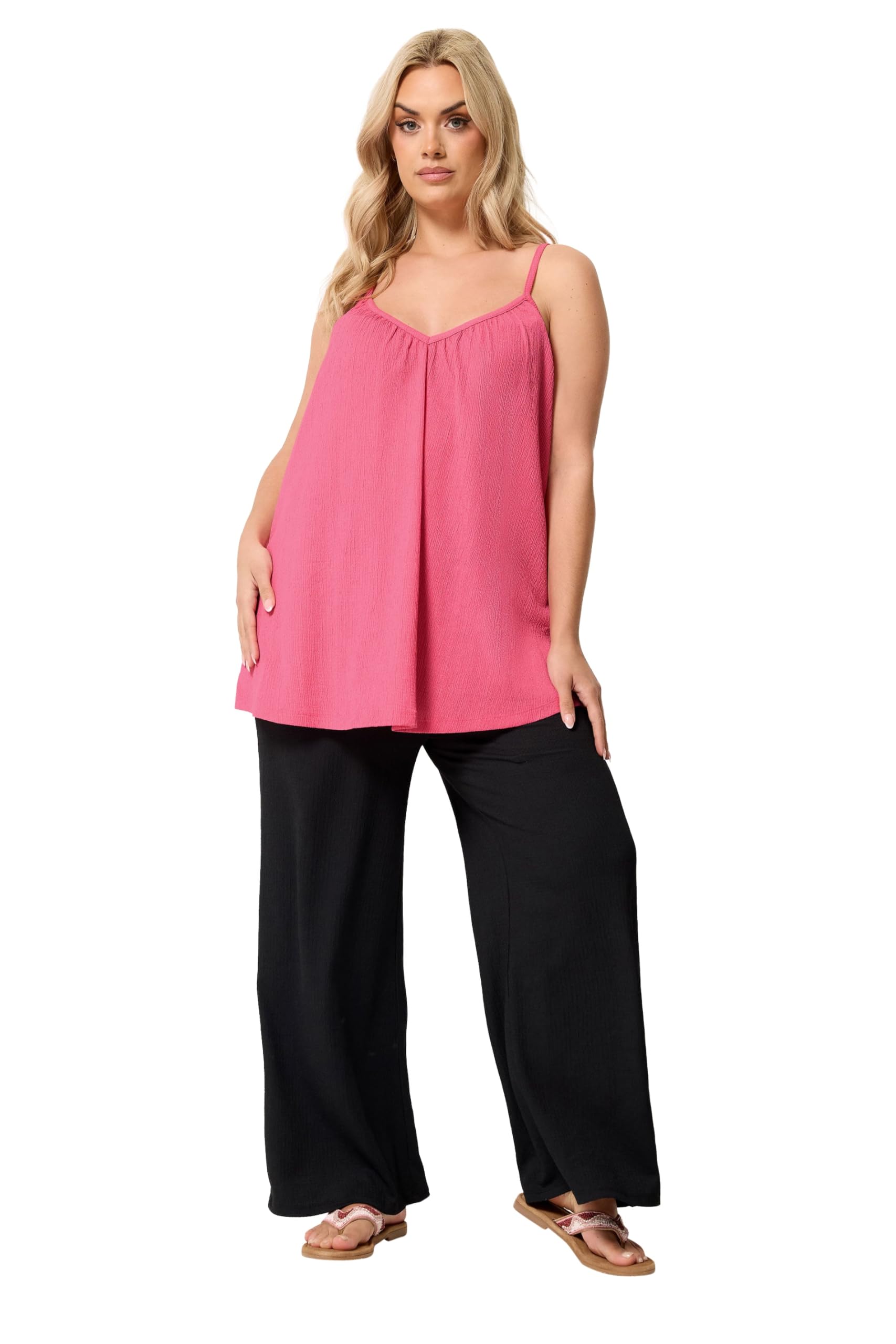 Yours Women's Pink Crinkle Cami Vest Top In Size 18