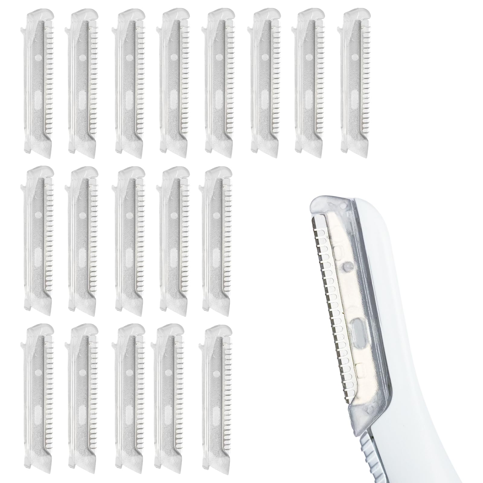 18Pcs Replacement Heads for Finishing Touch Flawless Dermaplane Glo Lighted Facial Exfoliator Blades, Replacement Dermaplaning Blades for Peach Fuzz Net Stainless Steel Heads