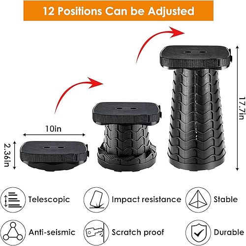 Miniatura 2 de Paquete de 2 taburetes plegables con cojín extraíble suave y bolsa de transporte impermeable, taburete plegable ligero, capacidad de 485 libras,