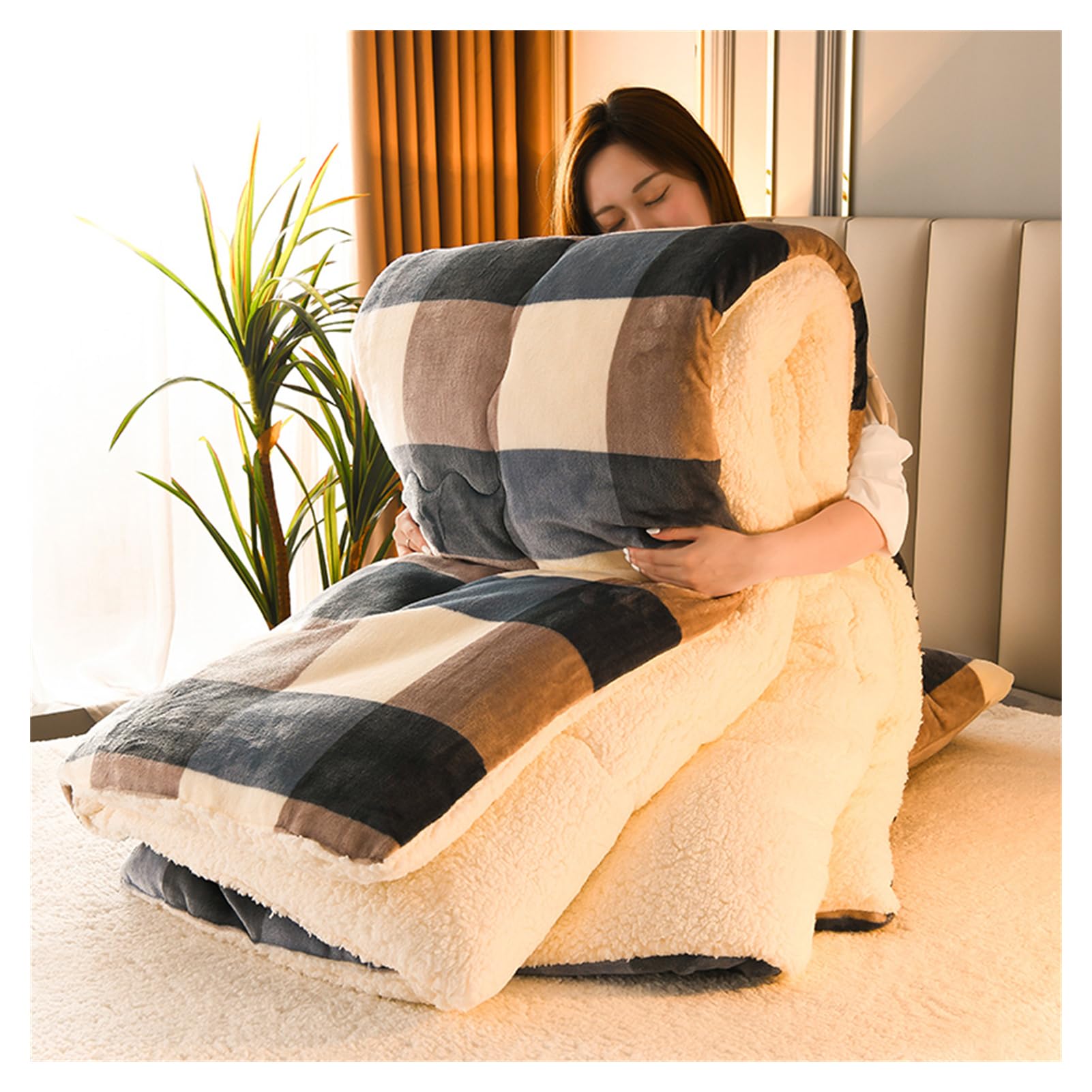 Bettdecke Winter, Dicke Sherpa Fleece Decke, Warme Kuscheldecke Ohne Bezug, Flauschige Doppelseitige Winterdecke, Weiche Atmungsaktive Bettdecke Für Kalte Nächte (C,150x200cm 3kg)