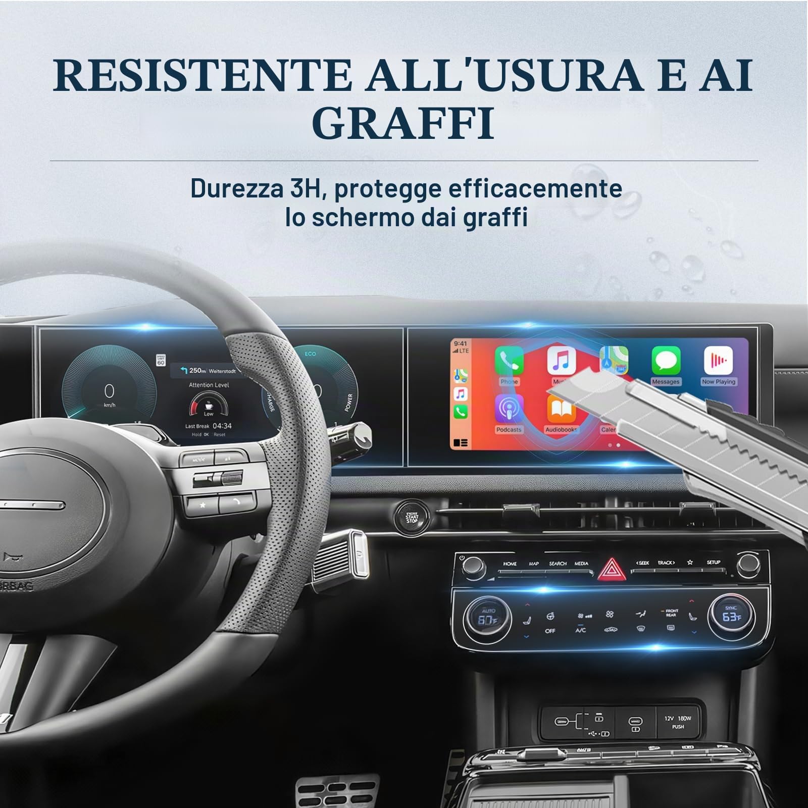 BIBIBO Tucson NX4 2025 Premium Pellicola Protettiva Compatibile con Hyundai Tucson NX4 2025, 12,3" Nano Accessori Antigraffio (Navi + Cockpit + Climatizzatore 6 Pezzi)