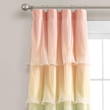 Lush Decor Rainbow Ombre Nerina Light Filtering Window Curtain Panels Pair 36 W x 84 L Rainbow - Rainbow Curtains - for Kids Bedroom - Nursery Decor