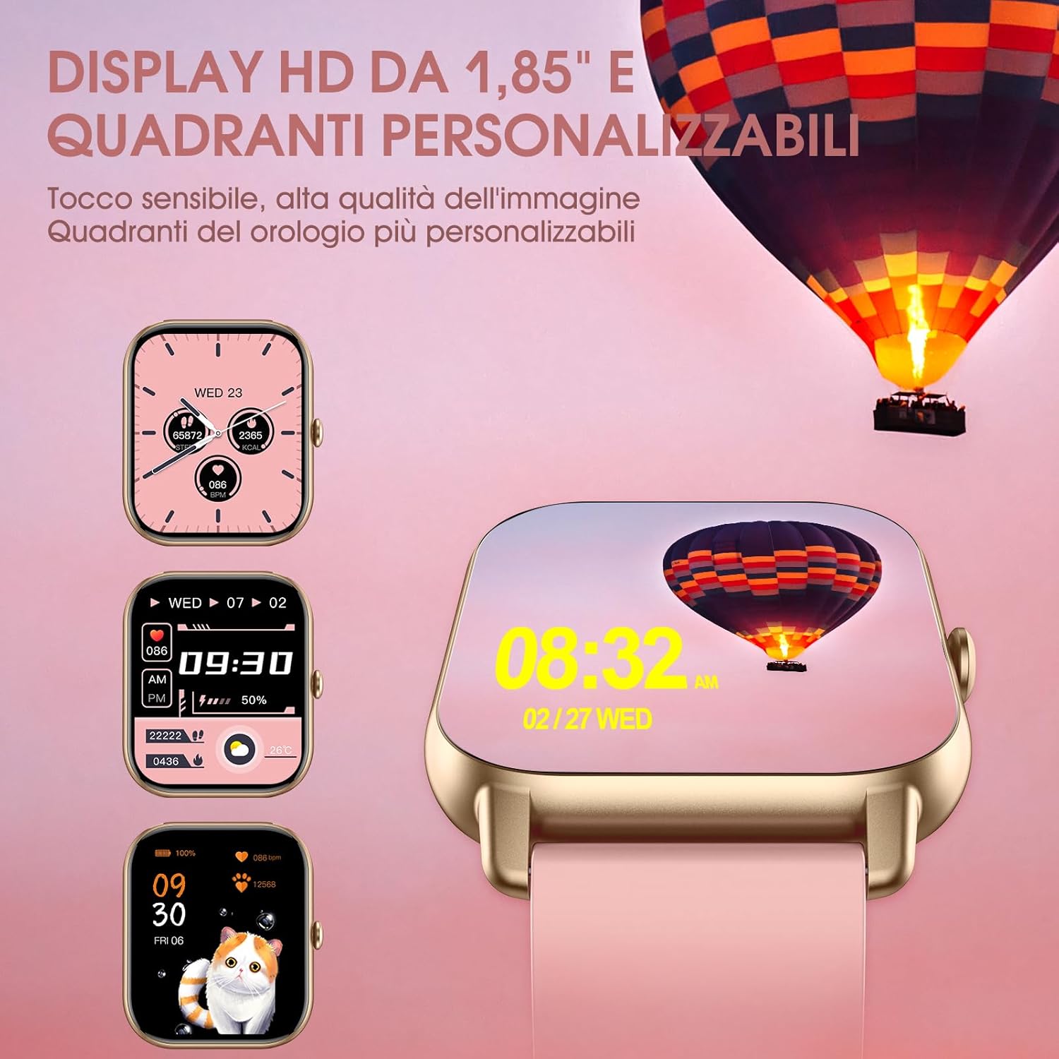 Smartwatch Donna Uomo con Effettua/Risposta Chiamate, 1.85 Orologio Smartwatch con 2 Cinturini, 112 modalità sportive, Smart Watch con monitoraggio del sonno/frequenza cardiaca per IOS/Android, Rosa Smartwatch Donna Uomo con Effettua/Risposta Chiamate, 1.85 Orologio Smartwatch con 2 Cinturini, 112 modalità sportive, Smart Watch con monitoraggio del sonno/frequenza cardiaca per IOS/Android, Rosa