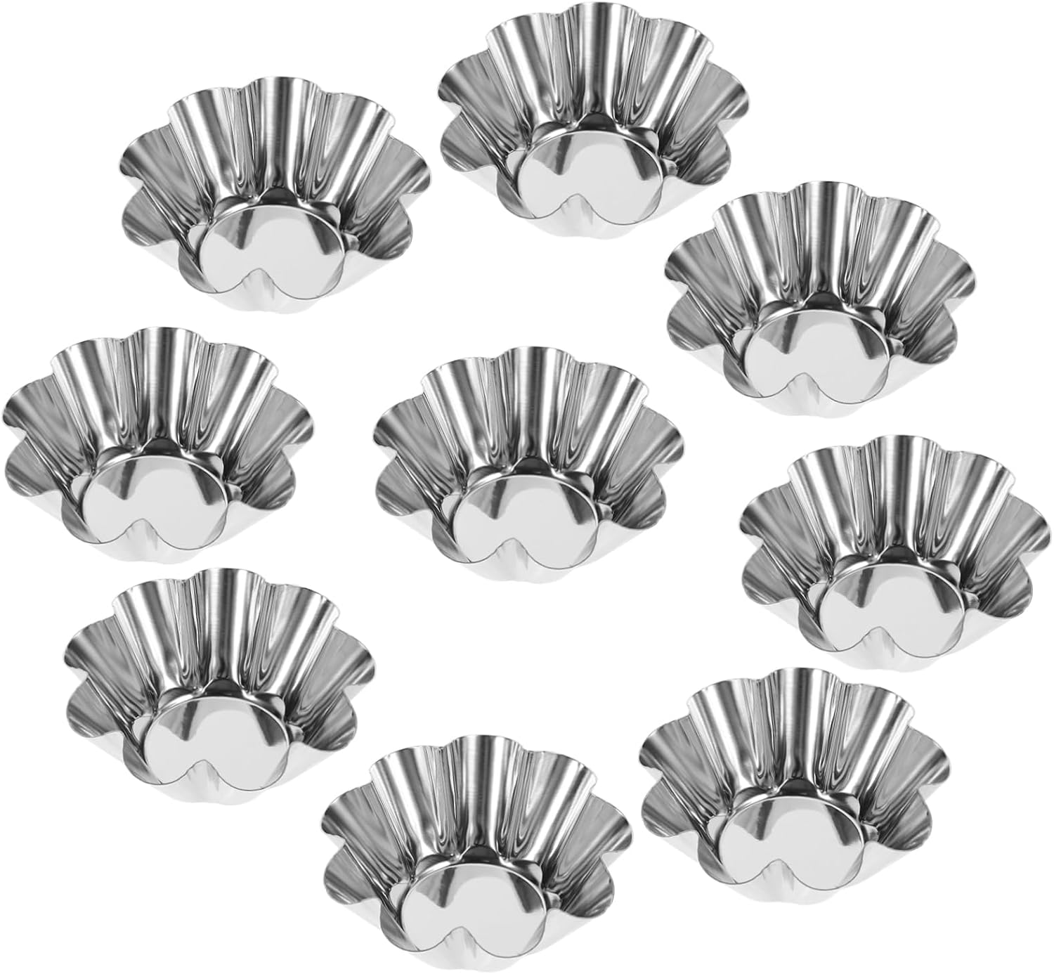 Flower Tart Pans 12Pcs Stainless Steel Non Stick Reusable Baking Mold