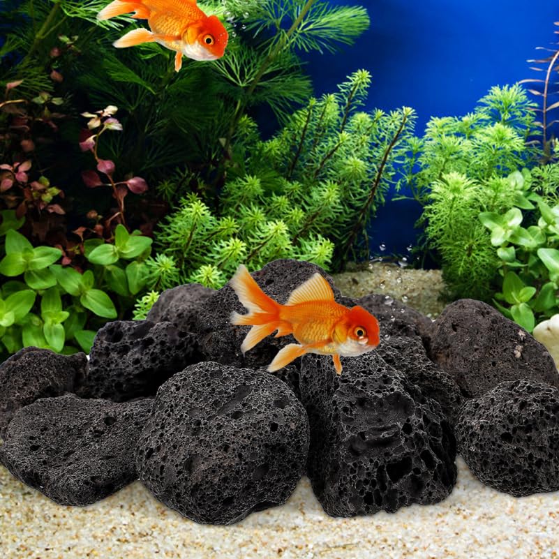 INOOMP Aquarium, 1 Set of Rocks Natural Lava Pebbles Stones Planter Natural Stones for Fireplaces Fire Pits Plants Cultivation Fish Tank Decoration