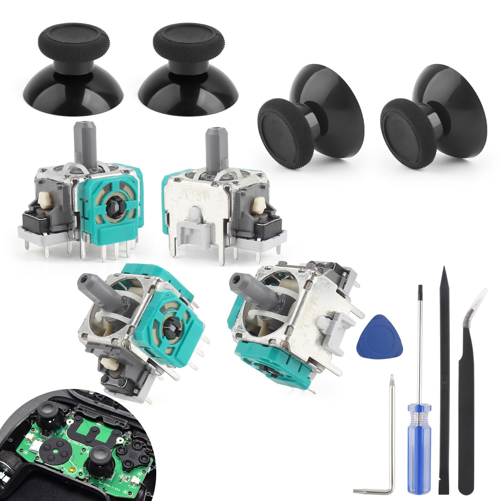 para Xbox One S/One X Joystick Analógico para Xbox One Joystick Reemplazo de Sensor One X/S Thumbstick Controlador Accesorios con Herramientas(4 Pcs)