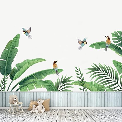 Miniatura 2 de Calcomanías de pared de hojas tropicales verdes hojas de palmera para despegar y pegar calcomanías de pared para decoración de pared decoración del