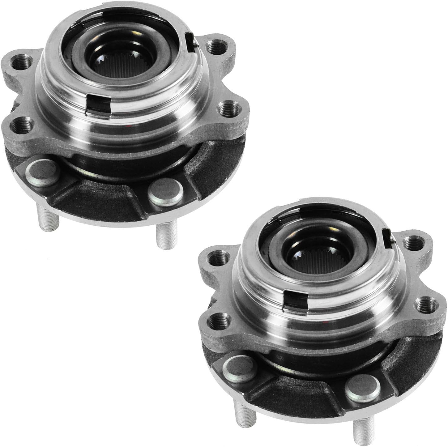 TRQ Front Driver and Passenger Side Wheel Bearing and Hub Assembly Set 2 Piece Compatible with 2008-2012 Nissan Altima Base Model S SL Hybrid 2007 Altima Base Model S Hybrid with 4 Wheel ABS Brakes