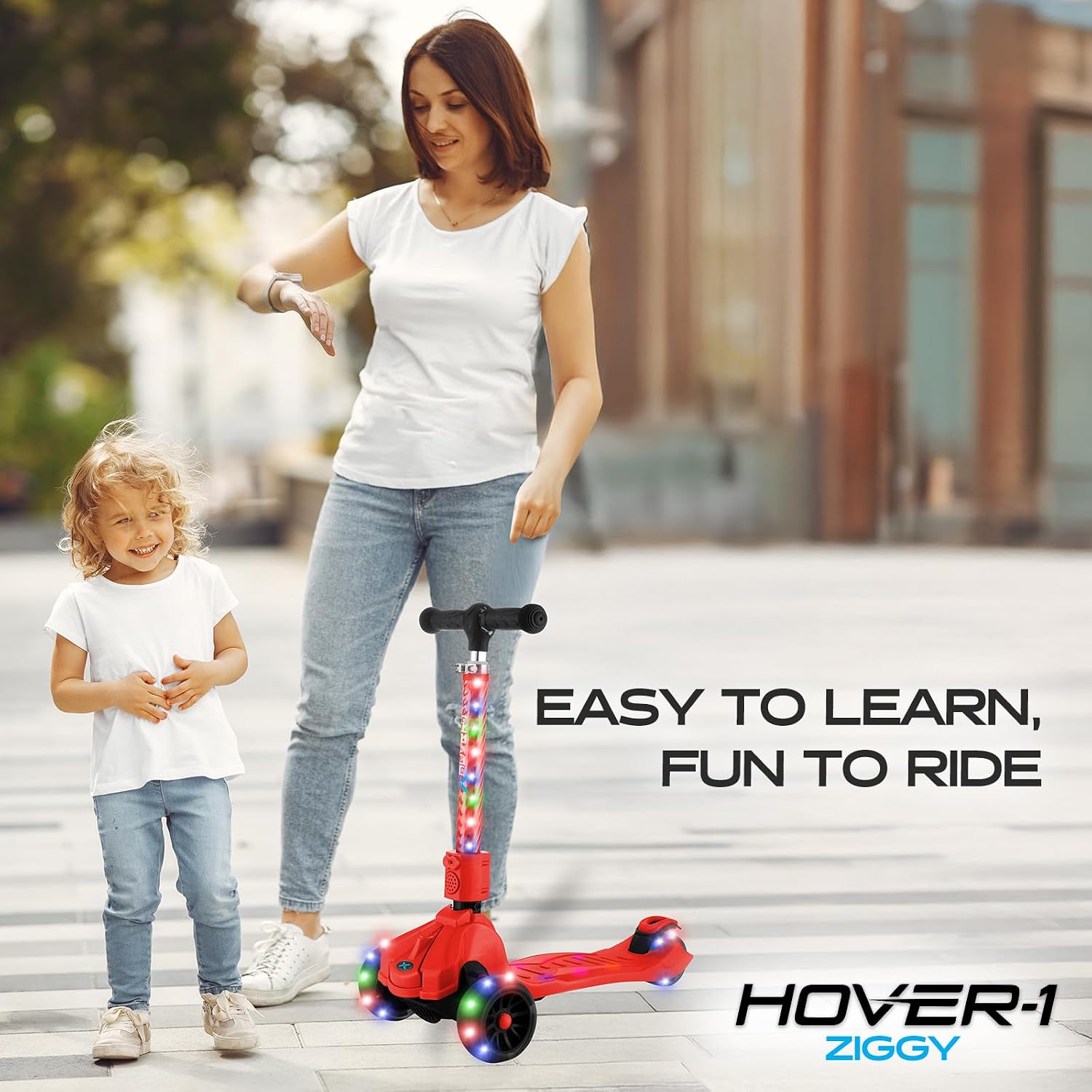 Hover-1 Ziggy Folding Kick Scooter for Kids (5+ Year Old) | Features Lean-to-Turn Axle, Solid PU Tires & Slim-Design, 110 LB Max Load Capacity, Safe