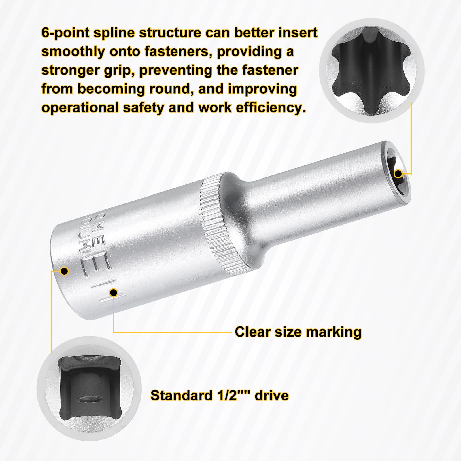 Sourcing Map E-Torx-Stecknüsse Set – 2 Stück, Größe E24, 1/2 Zoll Antrieb, Aus Chrom-Vanadium-Stahl Für Auto- & Heimwerkerarbeiten
