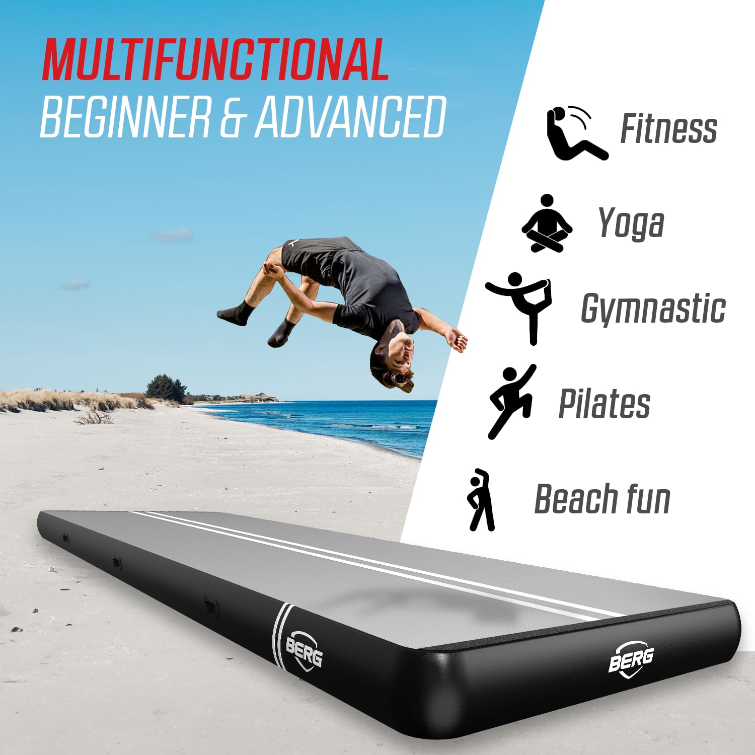 BERG AirTrack hinchable antideslizante para gimnasia en casa