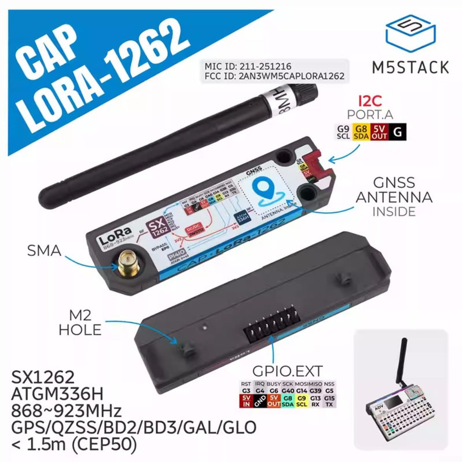 Pour module LORA M5STACK Récepteur GPS intégré Gnss avec puce ATGM336H Multi pour SATELLITE Support Haute Sensibilité HY20-4P Extension pour GPS BD2 BD3 GLONASS QZSS