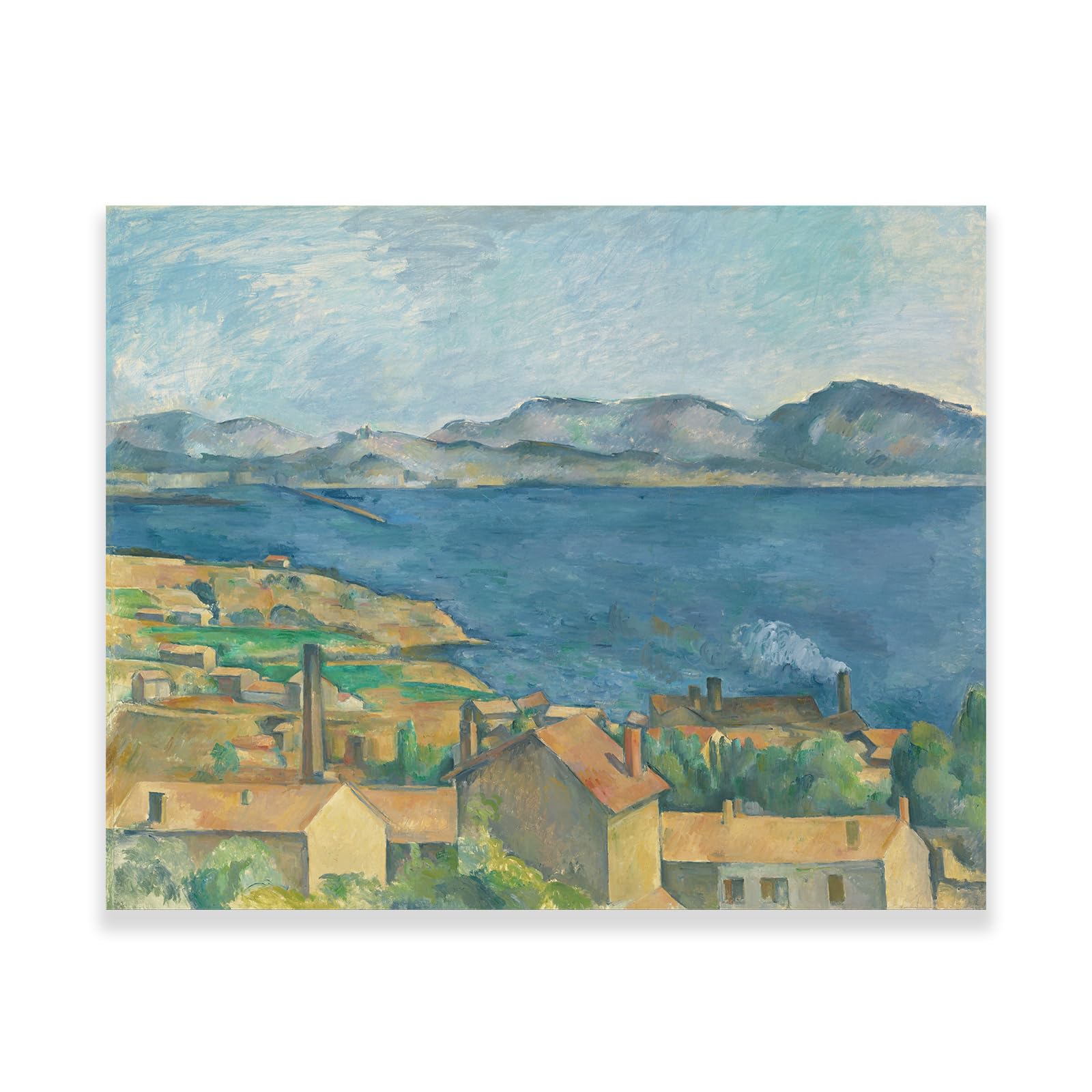 Paul Cezanne Wall Art - The Bay Of Marseilles, Seen From L'Estaque Poster - Famous Paintings Posters Blue Wall Decor for Bedroom Kitchen Unframed (The Bay of Marseilles,12x15inches/30x38cm)