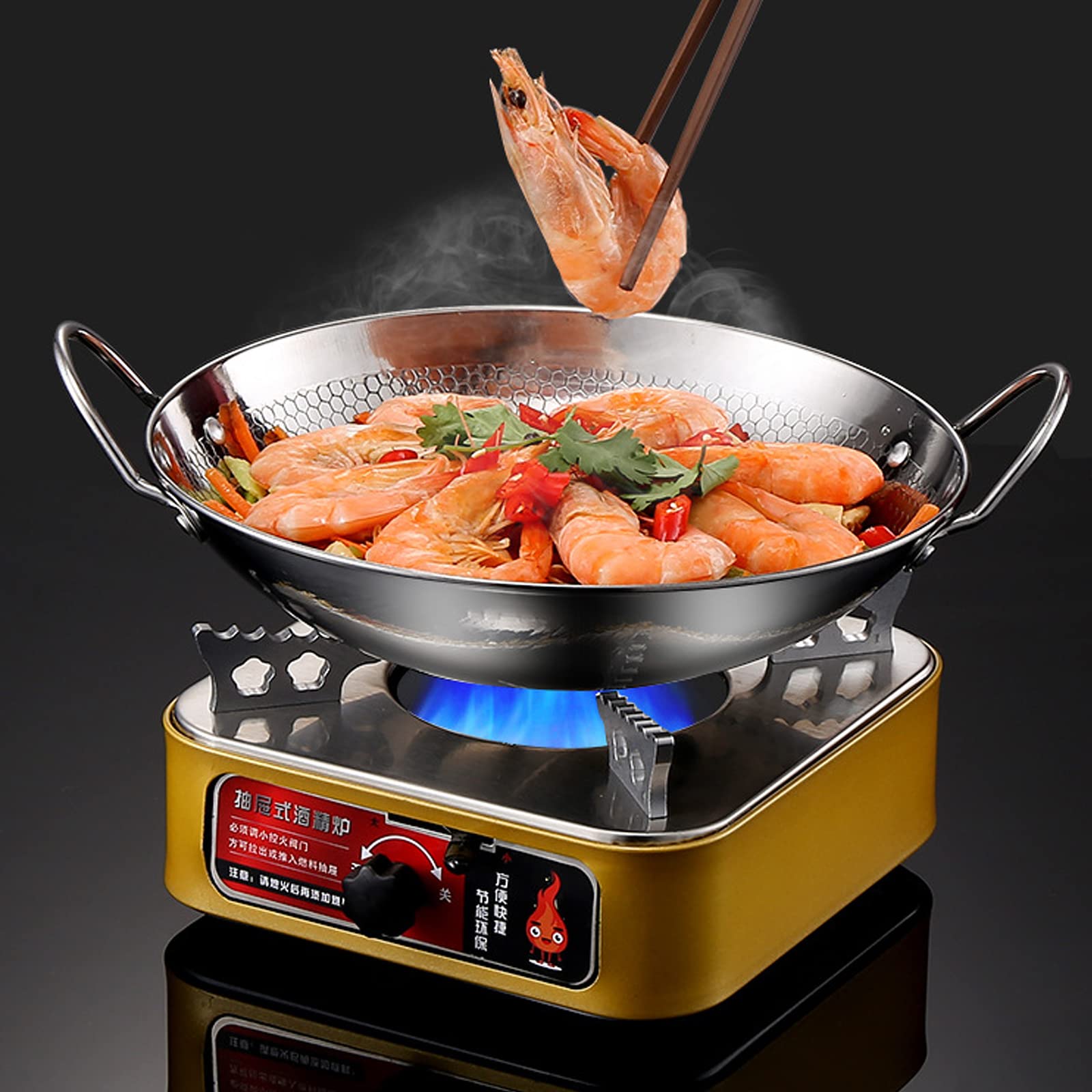 Spirituskocher für Innenraum Mit Topf Campingkocher, Tragbarer Camping Alkoholkocher Set, Mini Spiritusbrenner für Im Freien, Verwendet Part, Hot Pot Grillen Picknick,Silver