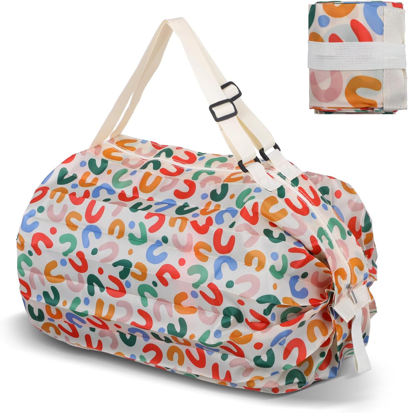 6 pcs Reusable Shopping Bag Foldable Grocery Storage Tote Bag Organ Style Fold Oxford Cloth Portable Duffle for Shopping - Image 4