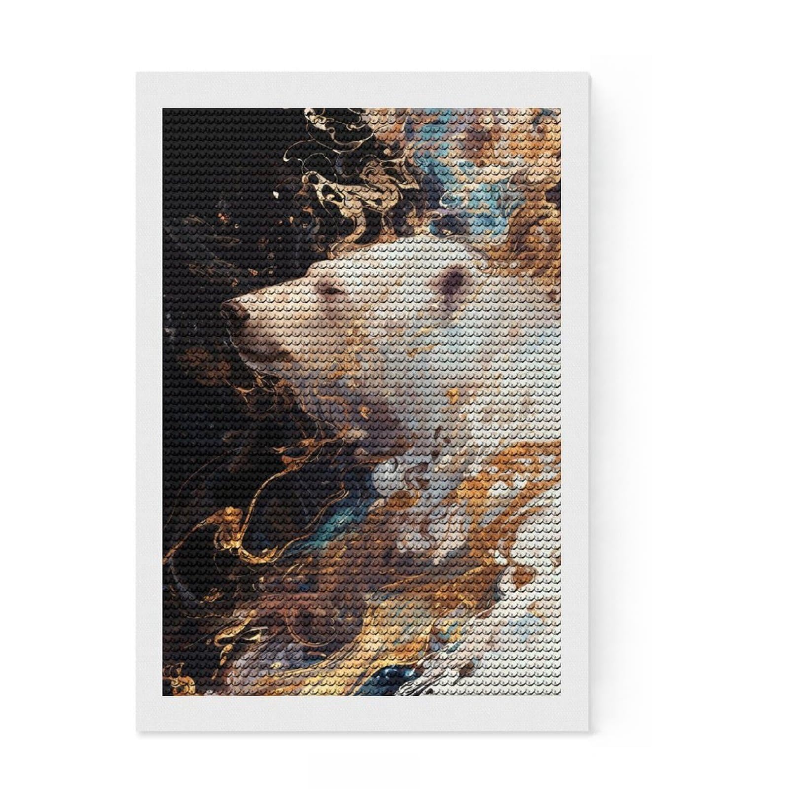 Junmoney Polar Bear Swirl Round Drill Diamond Painting 8"x12", for Women, Neat Printed Canvas, Festive Craft Gift, Boho Decor, Printed Canvas