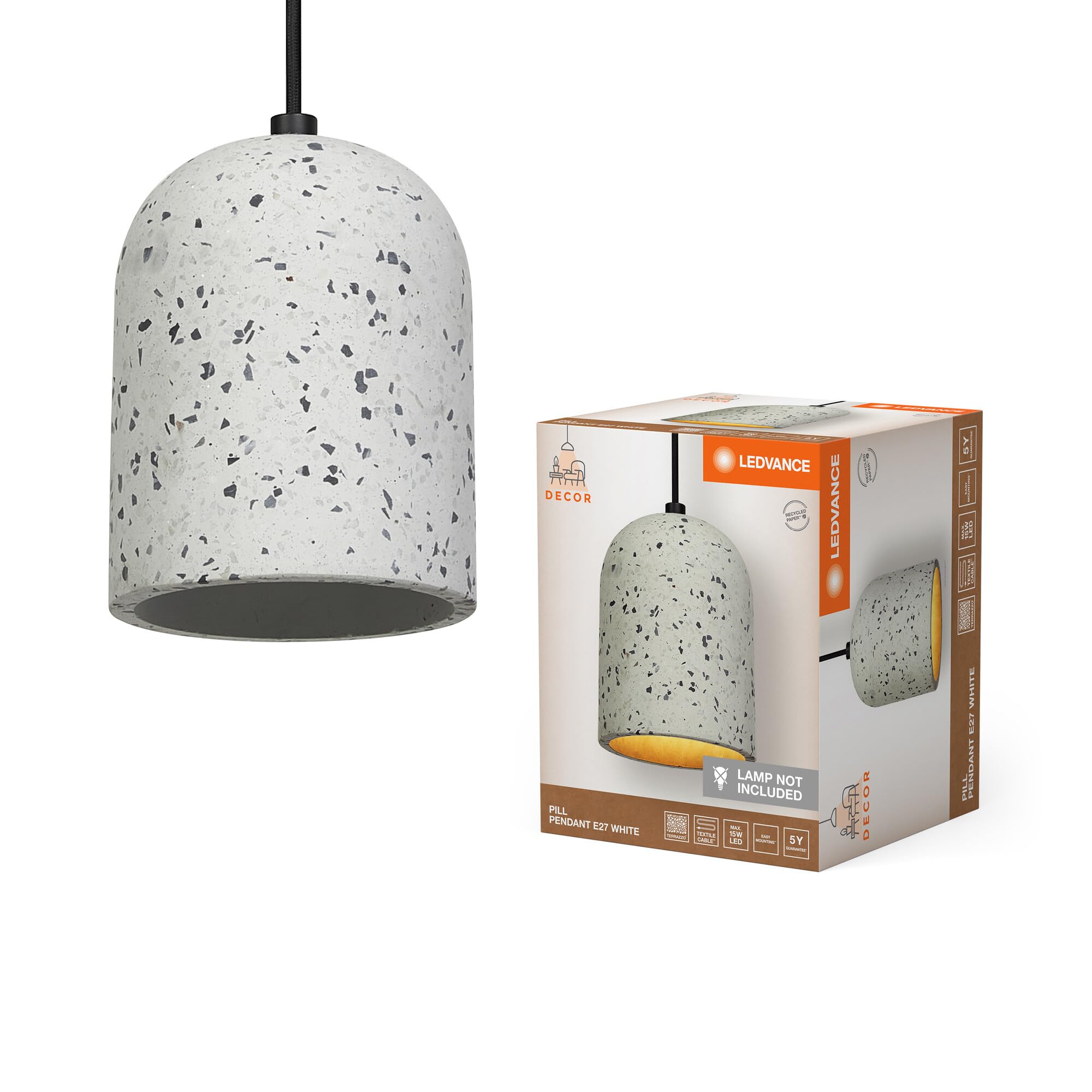 LEDVANCE DECOR Pendelleuchte Paper Drop. mit einem tropfenförmigen Lampenschirm aus Papier. Barbabietola Modern Beleuchtung für Zuhause. Aus Carta. 1 - fiammig. Stahl. Leuchtmittel nicht enthalten.