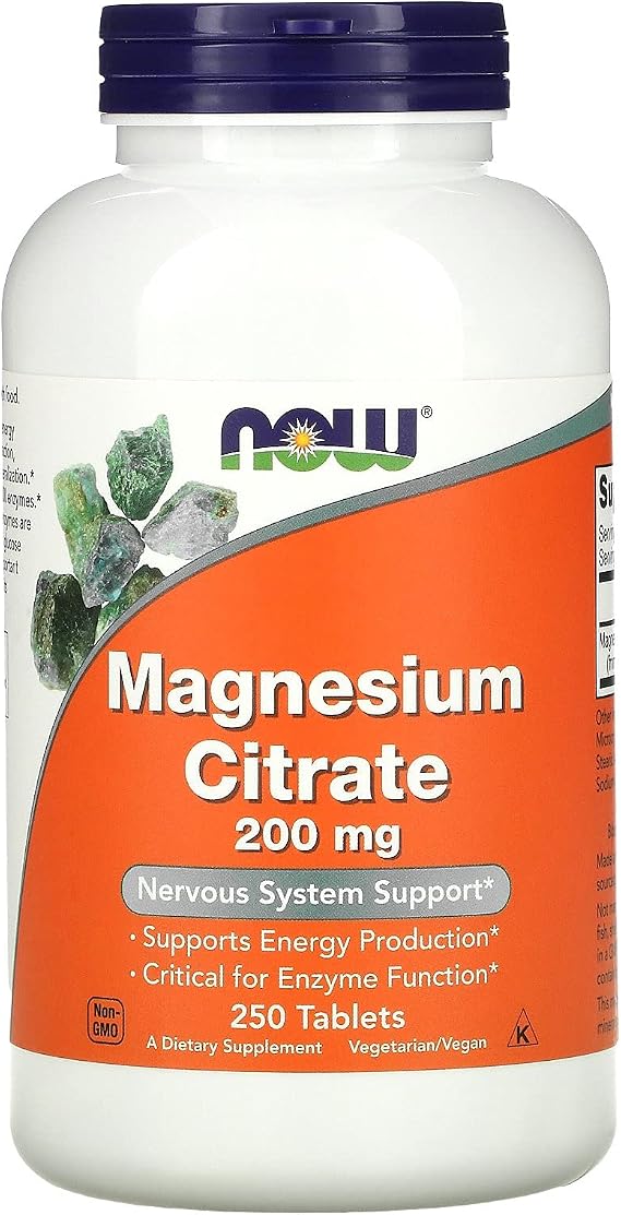 NOW Foods - Magnesium Citrate 200 mg 250 tabs (Pack of 2)