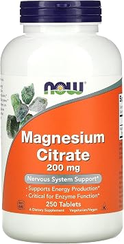 NOW Foods - Magnesium Citrate 200 mg 250 tabs (Pack of 2)