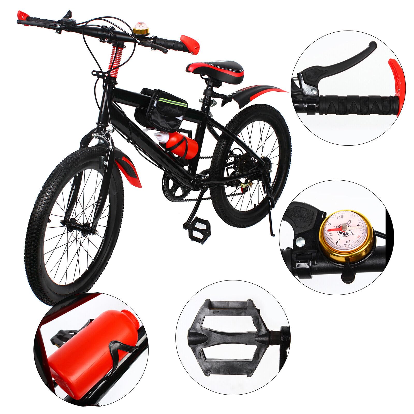 Mountain Bike da 20 Pollici, Bicicletta per Bambini e Ragazzi, Mountain Bike a 6 Marce, Ideale in Montagna e in Tutte le Altre Condizioni