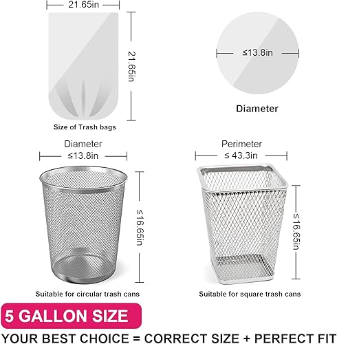 Miniatura 2 de Bolsas de basura pequeñas y coloridas  Bolsas de basura de 3 a 5 galones, 300 bolsas de basura sin perfume de plástico grueso fuerte para basura de