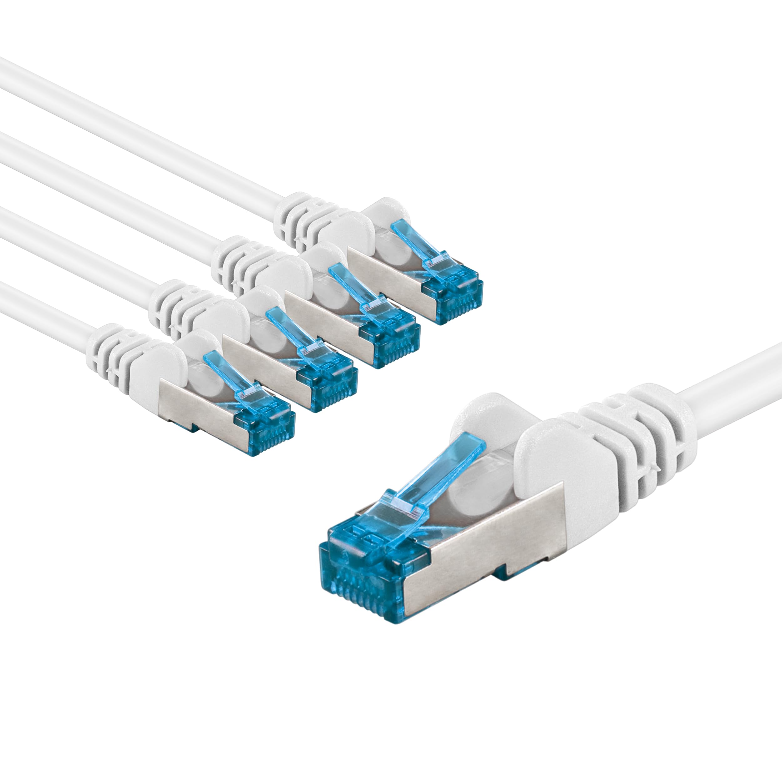 goobay 66049 CAT 6A Network Cable in Set of 5/Patch Cable Shielded S/FTP/CU Ethernet Cable, PiMF, LSZH/Cat 6a Cable with 10Gbits / White / 5x 2m