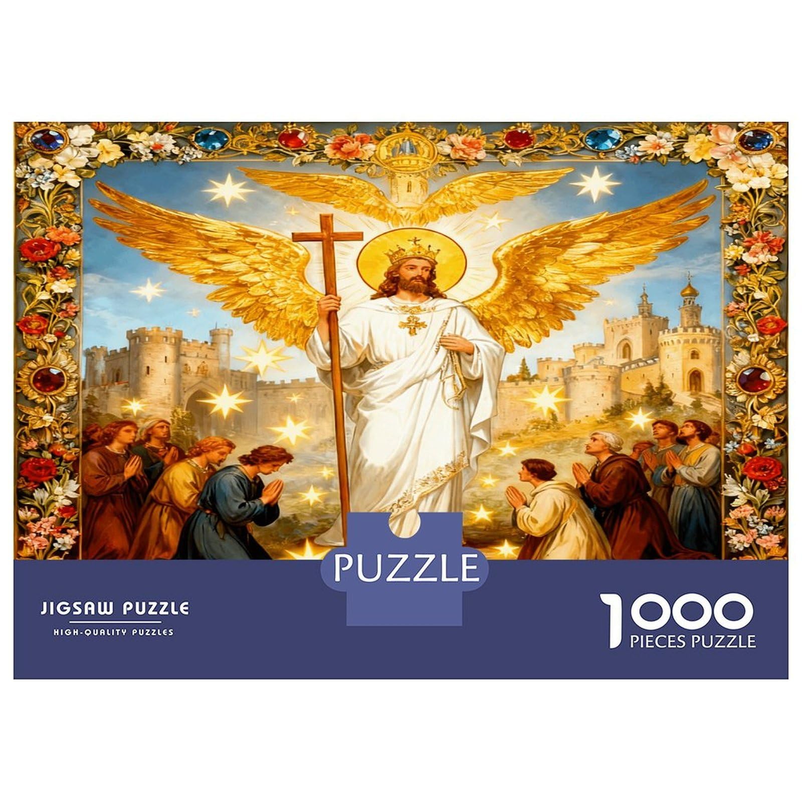 Angelic Savior Scene 1000 Pieces Premium Jigsaw Puzzle Divine Grace Classic Jigsaw Puzzle Thick Cardboard Impossible Hard Challenging Decompression Wall Decor Relaxation Creativity 52x38cm/1000pcs