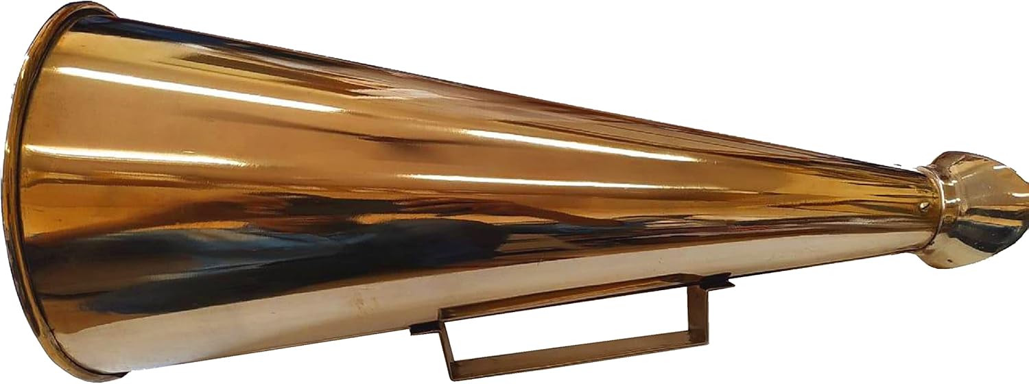 Large 18-Inch Vintage Ship's Handheld Megaphone Loudpeaker in Full Brass. Excellent Condition. …