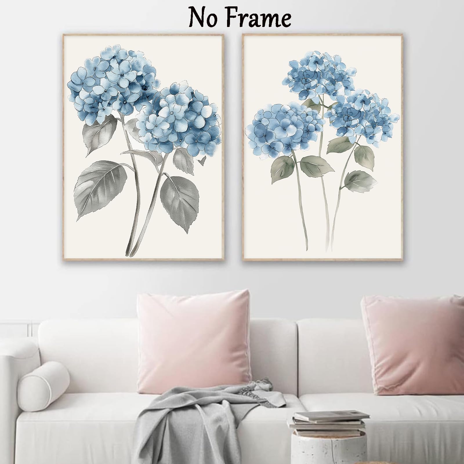 Amazon.com: Blue Hydrangea Canvas Wall Art Watercolor Floral