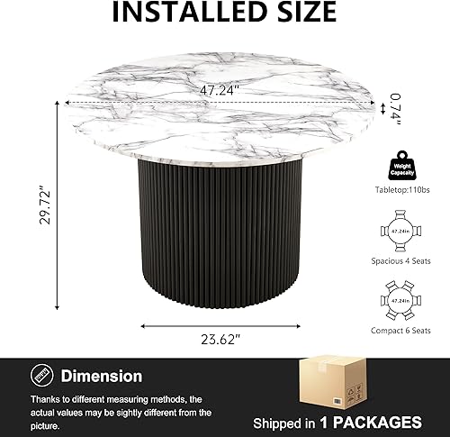 Miniatura 2 de Homedot Mesa de comedor de 49 pulgadas para 4-6 personas, moderna mesa de cocina de madera sintética, mesa de comedor de MDF con marco de metal para