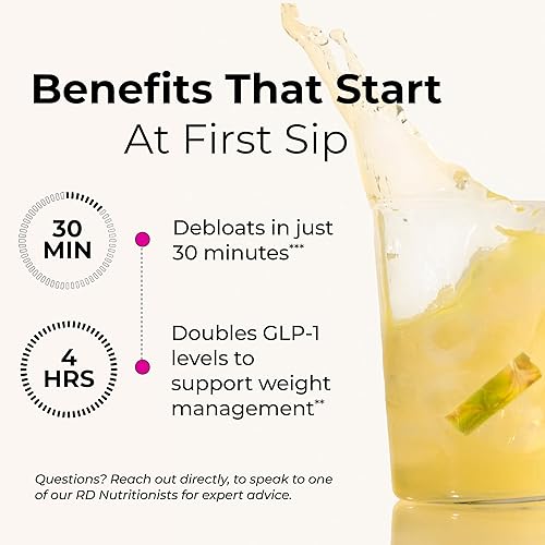 Miniatura 5 de Flatter Me Fiber GLP-1 Booster - Suplemento de fibra para mujeres y hombres, prebióticos y enzimas para soporte de peso, reducir la hinchazón,