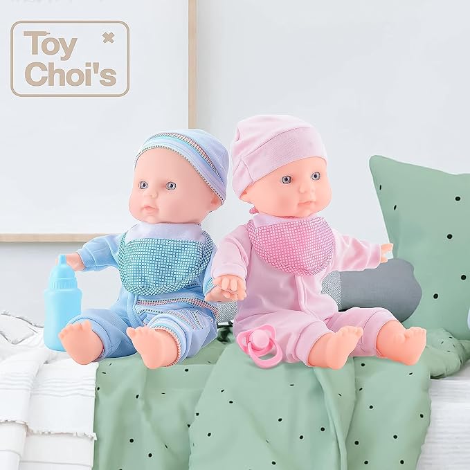 Set de Muñecas Gemelas de 12 Pulgadas con Accesorios miniatura 2