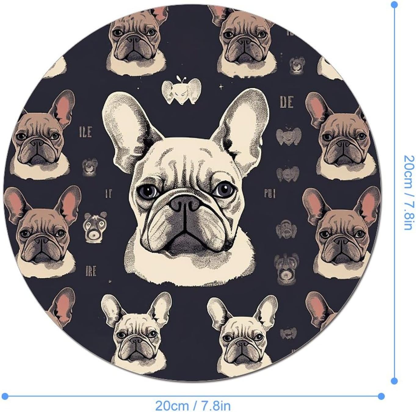 I Love French Bulldog Round Mousepad Funny Small MouseMat with Non-Slip Rubber Base and Stitched Edge Gaming Mousepad for Home Office Dorm Desk Decor Accessories for Home Office Work 7.8x7.8 Inches image 2