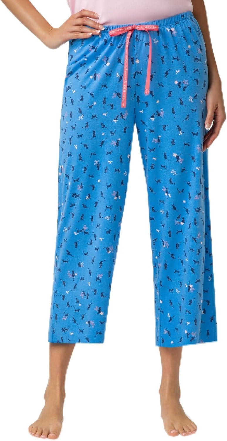 HUE Women's Spring Pajama Separates Soft Whimsical Print Pjs with Flowers, Animals, Garden Themed Pjs, Cocktails