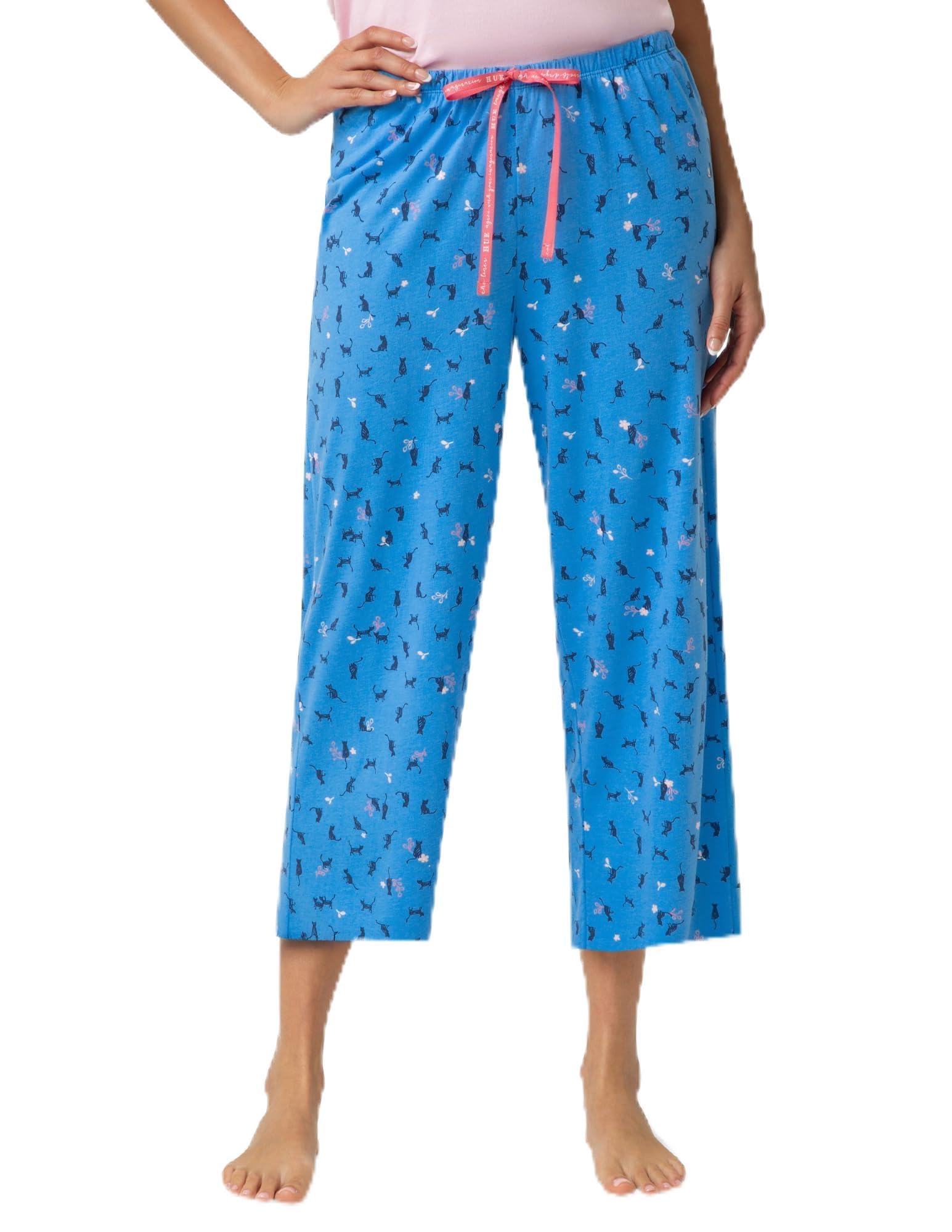 HUE Women's Spring Pajama Separates Soft Whimsical Print Pjs with Flowers, Animals, Garden Themed Pjs, Cocktails
