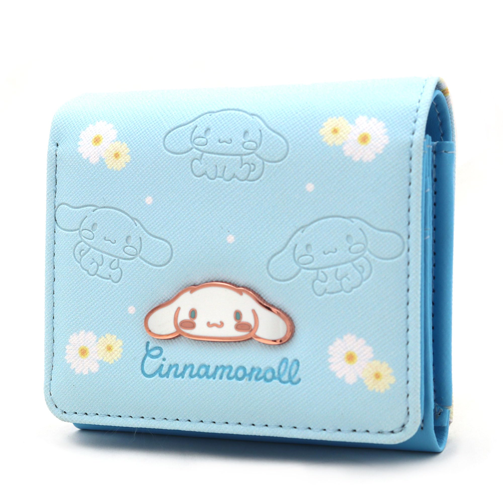 FLYBOT Cinnamoroll - portafolios superlinda con personaje japonés, color blanco, para cachorros, mini Kawaii, de piel vegana, delgada con bolsillo con cierre, diseño oficial, Menta, portafolios