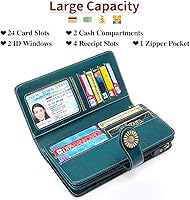 Vista 3 de SENDEFN Billeteras de cuero para mujer, tarjetero de crédito con bloqueo RFID, pulsera de gran capacidad with RFID Blocking, Large Capacity