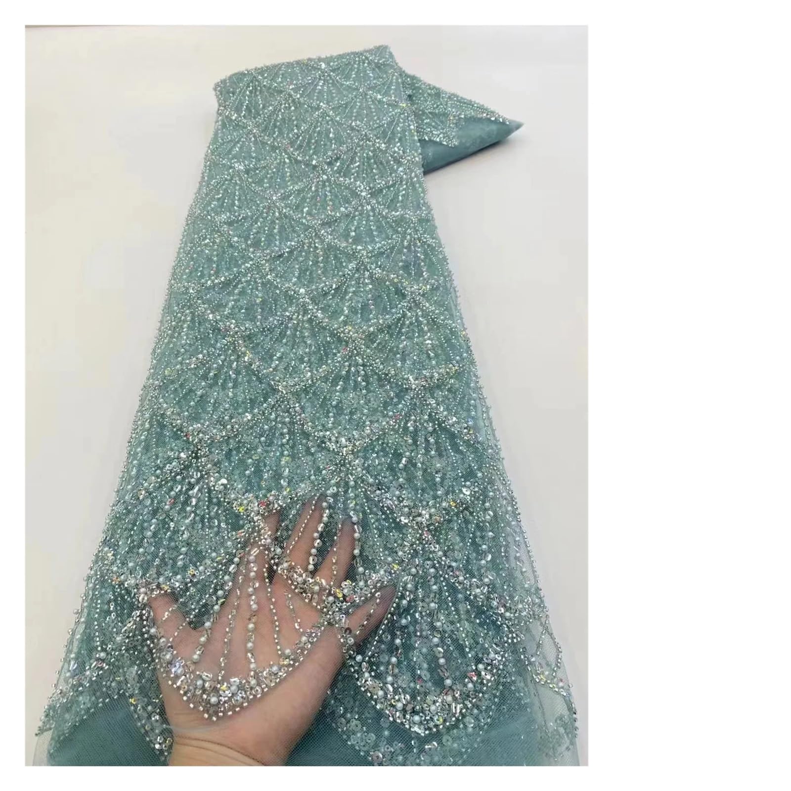 Tela para Coser, Tela con Cuentas, 1 Yarda, Lentejuelas, Encaje con Cuentas, Bordado Nupcial para Bodas.