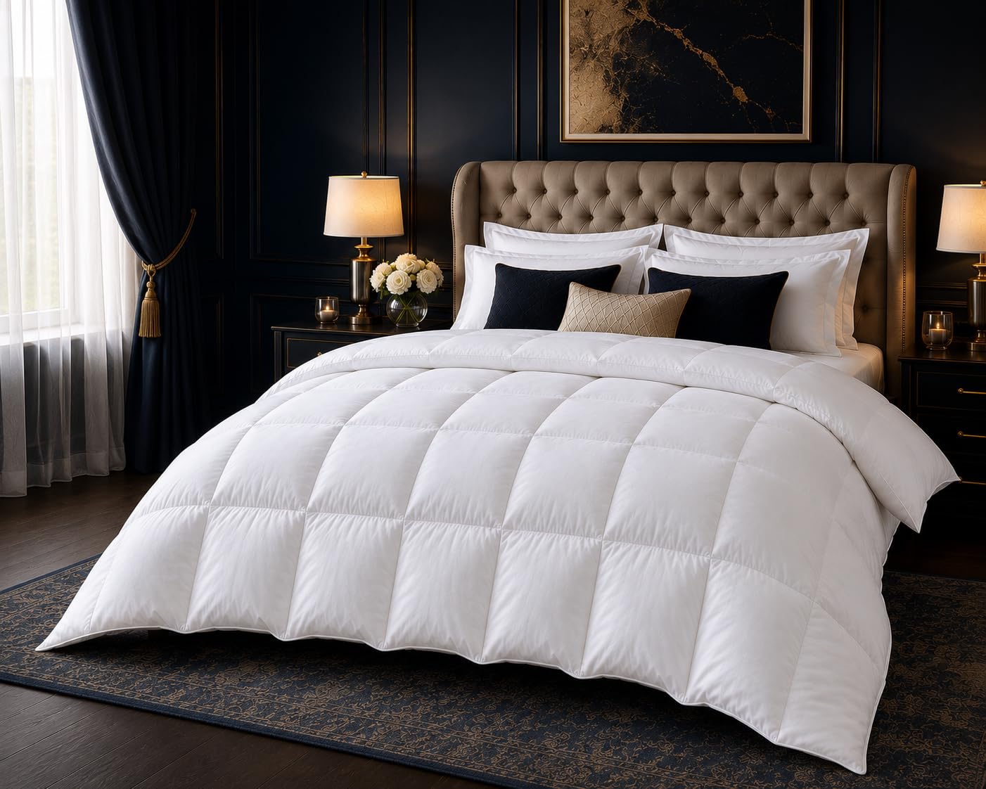 Emperor Size (290cm x 235cm. For 7FT x 7FT Beds) All Seasons Natural White Goose Feather and Down 13.5 TOG Duvet - 4.5 Tog + 9 Tog = 13.5 Tog