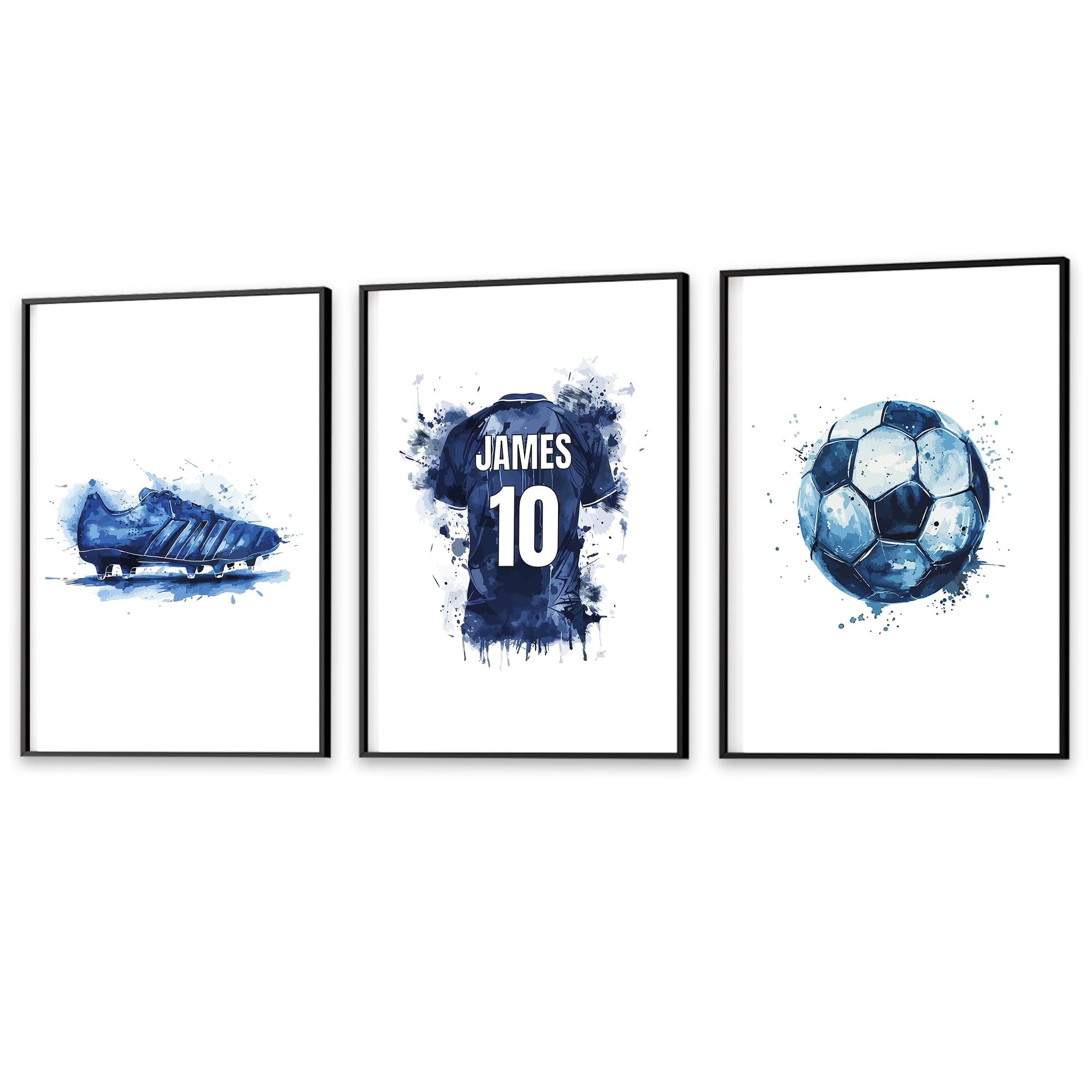 Personalised Set of 3 Football Print, Boys & Girls Room Decor, Football Posters, Football Prints, Christmas Birthday Gift For Boys Son Brother (3 A3 Prints Only (no frames))