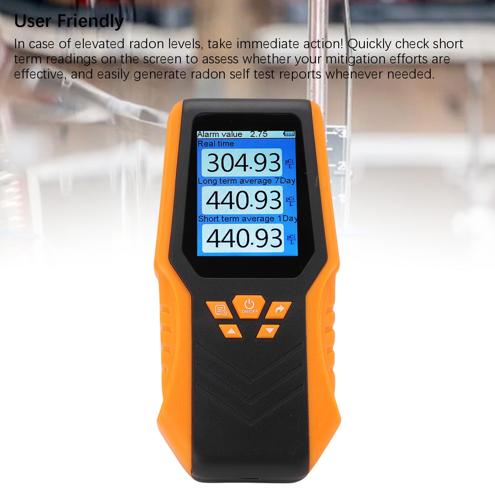 banapoy Rilevatore di Radon Tester Digitale Portatile Compatto per Radon per Casa, Scuola, Ufficio, Seminterrato, Display LCD, Batteria Ricaricabile