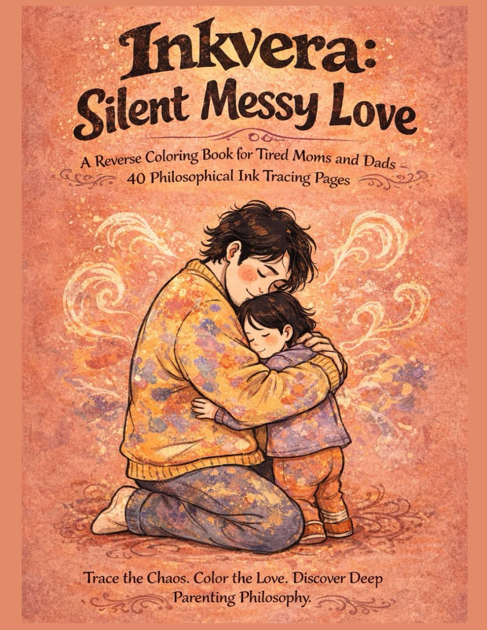 Inkvera: Silent Messy Love: Reverse Coloring Book for Tired Moms & Dads | 40 Philosophical Ink Tracing Pages | Advanced Emotional Adult Coloring with ... Book | Parental Love | Children Affection