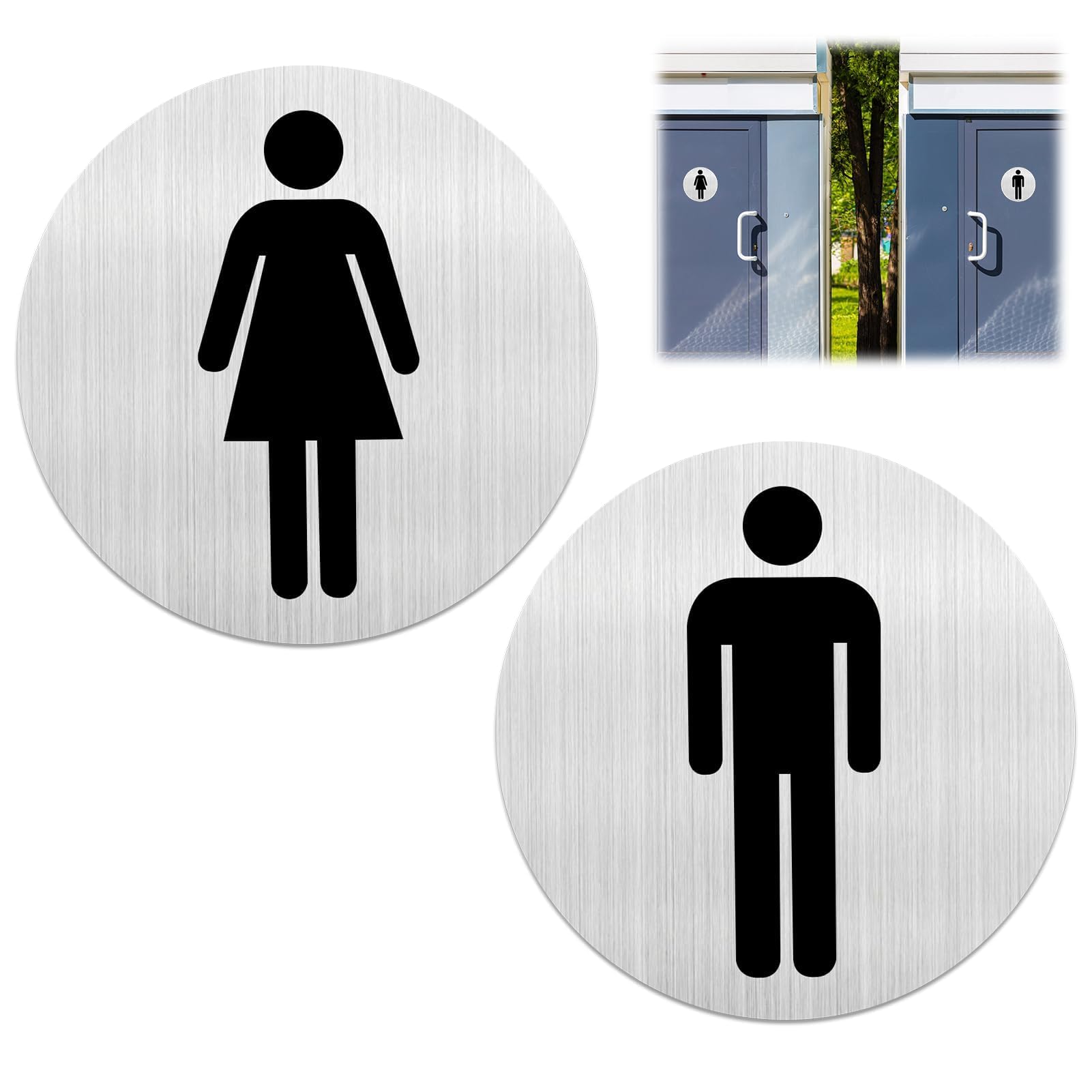 2 Pack Self-Adhesive Toilet Door Sign Men's and Women's WC Sign,10cm x 10cm