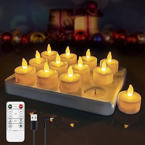 idyl light Velas de té recargables, vela LED con temporizador remoto, velas votivas sin llama con base de carga, velas de té parpadeantes, paquete disponible en Yaxa Venezuela