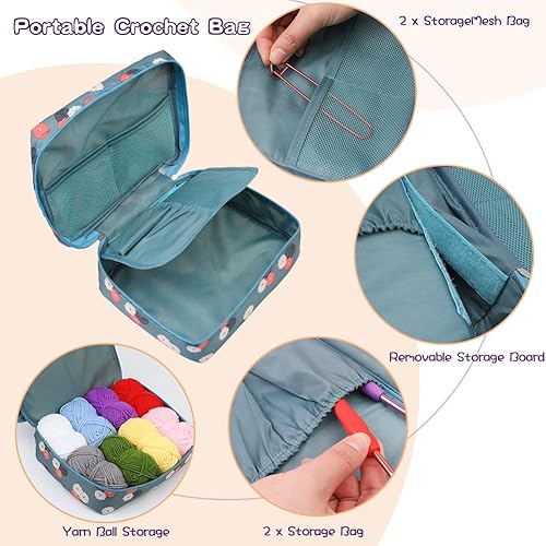 Miniatura 4 de LOKUNN Kit de ganchillo para principiantes, kit de ganchillo de 102 piezas para principiantes, juego de inicio de ganchillo con hilo de ganchillo