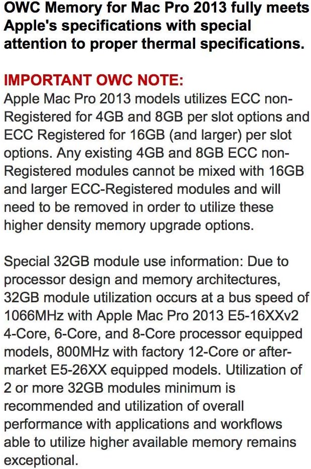 50% Off Discount OWC 128GB (4 x 32GB) PC10600 DDR3 ECC-R 1333MHz DIMMs Memory Compatible with Mac Pro Late 2013 Models