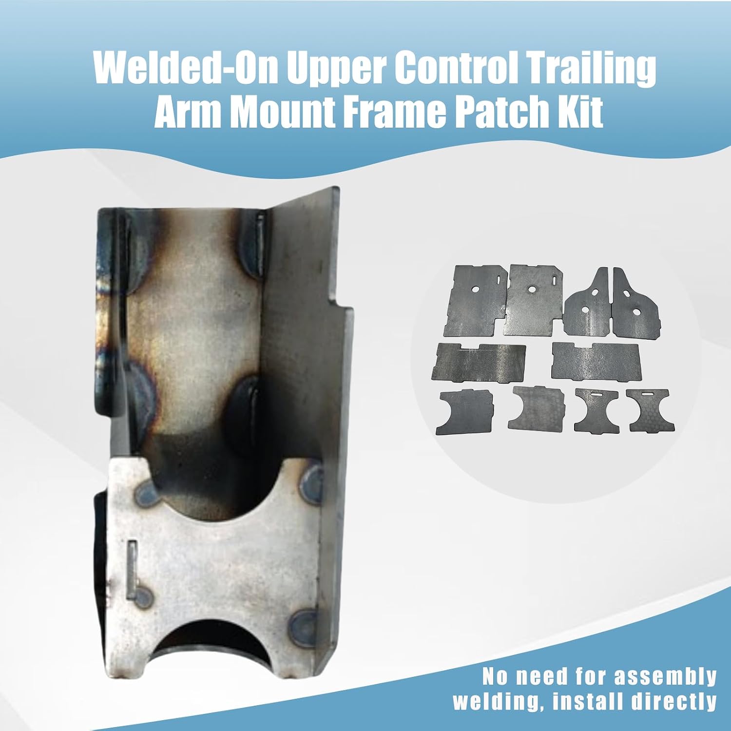 2 Pack Welded-On Upper Control Trailing Arm Mount Frame Patch Kit Replacement for Chevy Trailblazer for GMC Envoy for Buick Rainier 2002 2003 2004 2005 2006 2007 2008 2009 (Already Welded Box Frame)