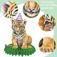 Vista 3 de Centros de mesa para fiesta de animales de safari, diseño de panal de abeja, decoración de fiesta temática de selva, centro de mesa de fiesta