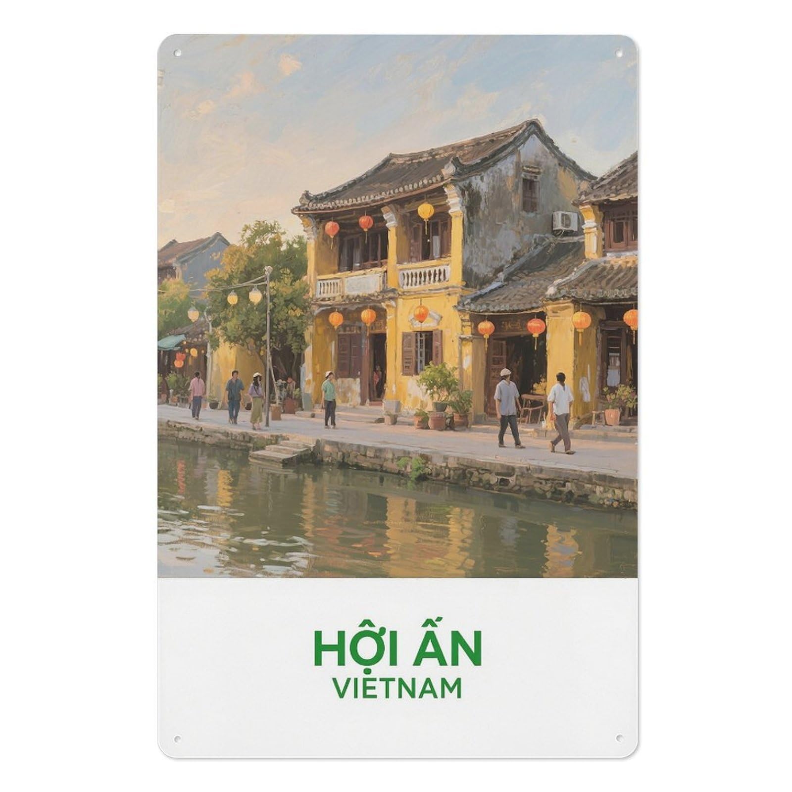 Hoi Vietnam Retro Design Tin Paintings Vintage Tin Sign 08x12inch(20x30cm) Wall Art for Home Office Bedroom Living Room Cafes Wall Decor